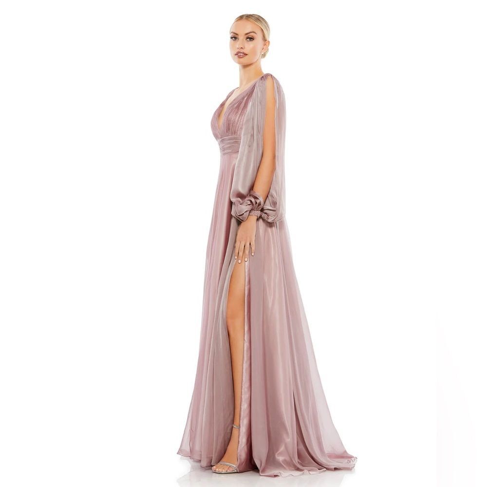 Mac Duggal | 67414 Chiffon Open Sleeve A Line Gown Size 2 NEW - Picture 4 of 13